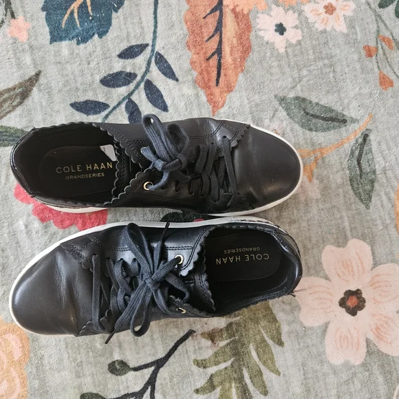 Cole Haan Grand OS Black, Scalloped Leather, sneakers - Picture 6 of 10